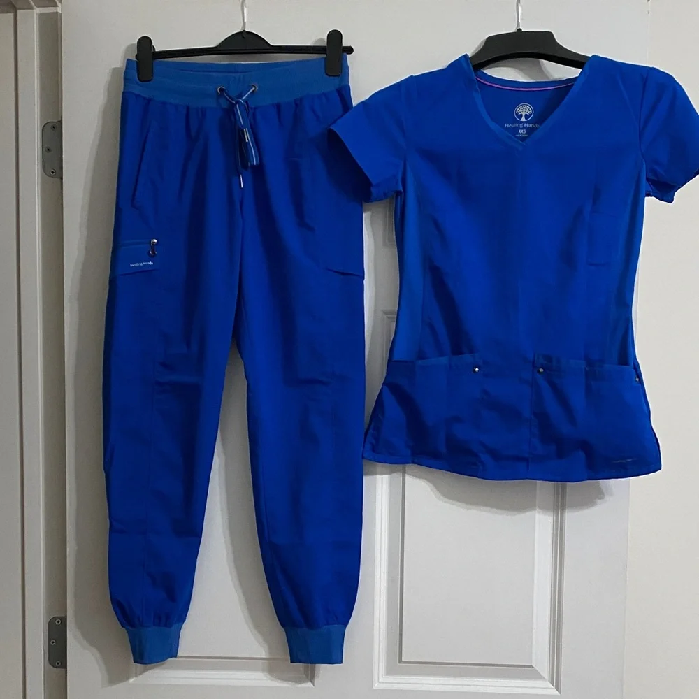 Healing Hands Blue Scrub Set - Picture 1 of 3
